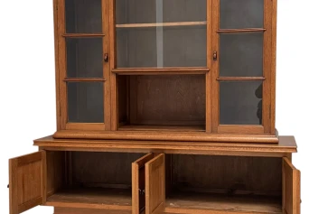 Art Deco Bookcase or Display Cabinet with Glass Sliding Doors, 1930s